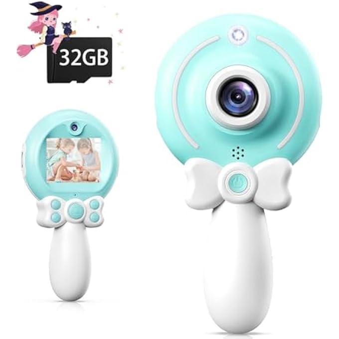 KIDS CAMERA TOY FOR GIRLS AGE 3-9, MAGIC WAND WITH BOW HANDHELD CAMERA, PORTABLE 1080P HD VIDEO SELFIE DIGITAL CAMERA WITH 32GB SD CARD, CHRISTMAS BIRTHDAY GIFTS FOR TODDLER - Image 1