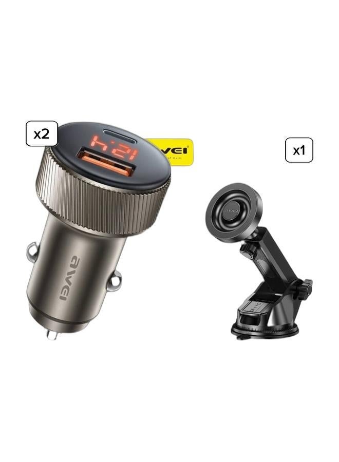Awei Limited Time Bundle – Magnetic Phone Holder + 30W PD Car Charger + FREE Car Charger Gift - Image 2