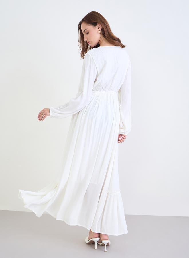 ستايلي فستان طويل مطرز بأكمام طويلة - Image 4