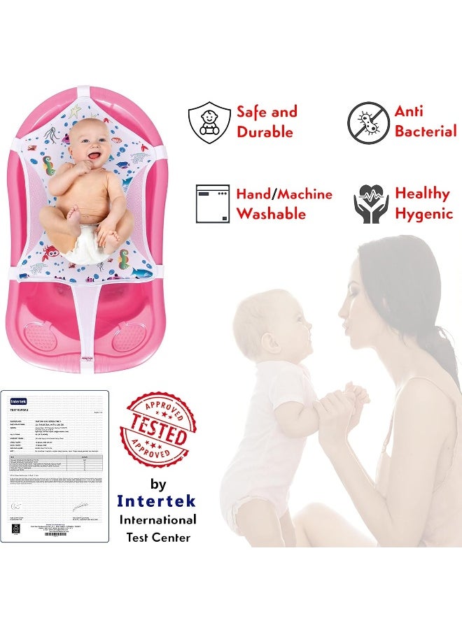 Sevi Baby Sevi Baby Bath Seat Support Net, Patterned Bath Net with Six Safety Support Corner, Bathtub Shower Net, Premium Quality Bath Sling Mesh for Newborns  - Image 3