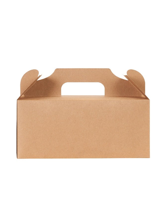 Restaurantware Bio Tek 10.2 x 5.9 x 6.9 Inch Treat Boxes With Handles, 100 Rectangle Gable Boxes - With Secure Tab, Grease-Resistant, Kraft Paper Cardboard Lunch Boxes, Recyclable - Image 1