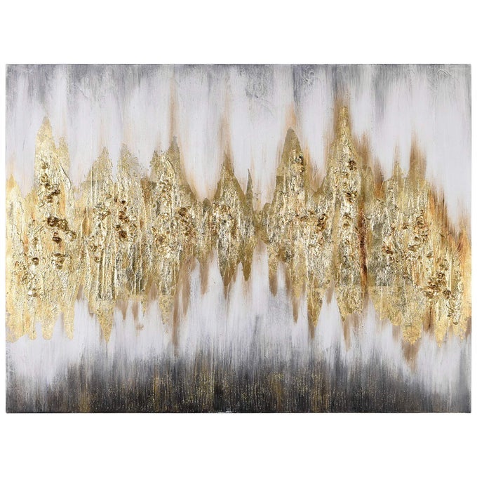 ABSTRACT WALL ART TEXTURED HAND PAINTED CANVAS BY MARTIN EDWARDS UNFRAMED 40 X 30 GOLD FREQUENCY