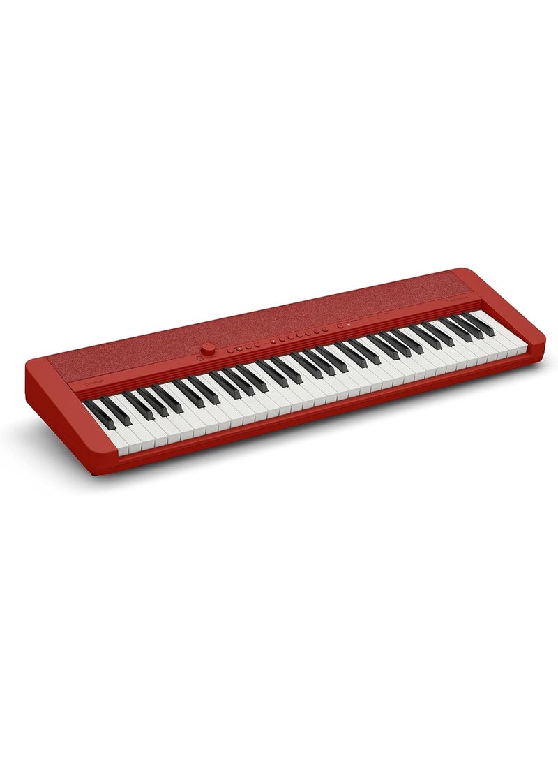 Casio Casiotone CT-S1 – 61-Key Touch-Sensitive Retro Keyboard | Sleek, Portable Design for Beginners to Pros | Stereo Grand Piano + 60 AiX Tones | USB-MIDI Connectivity | Red - Image 3