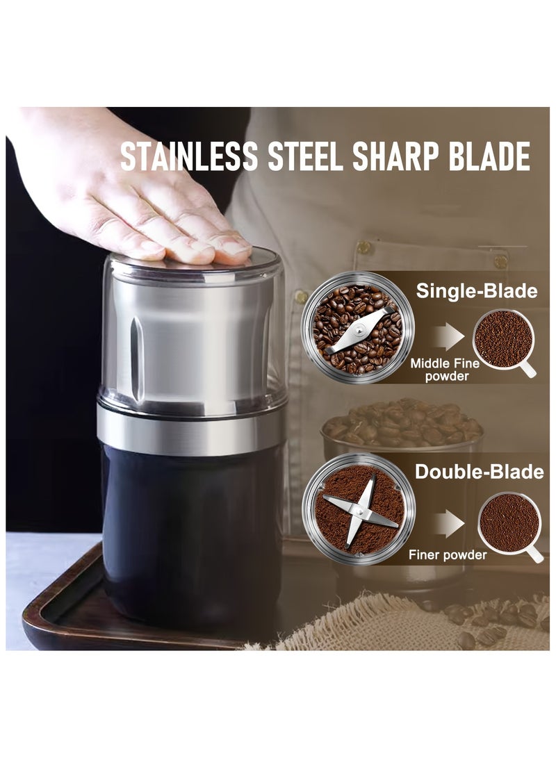 Healife Portable 2-in-1 Electric Coffee and Spice Grinder | Wet & Dry Multi-Use with 2 Removable Stainless Steel Bowls - Image 1