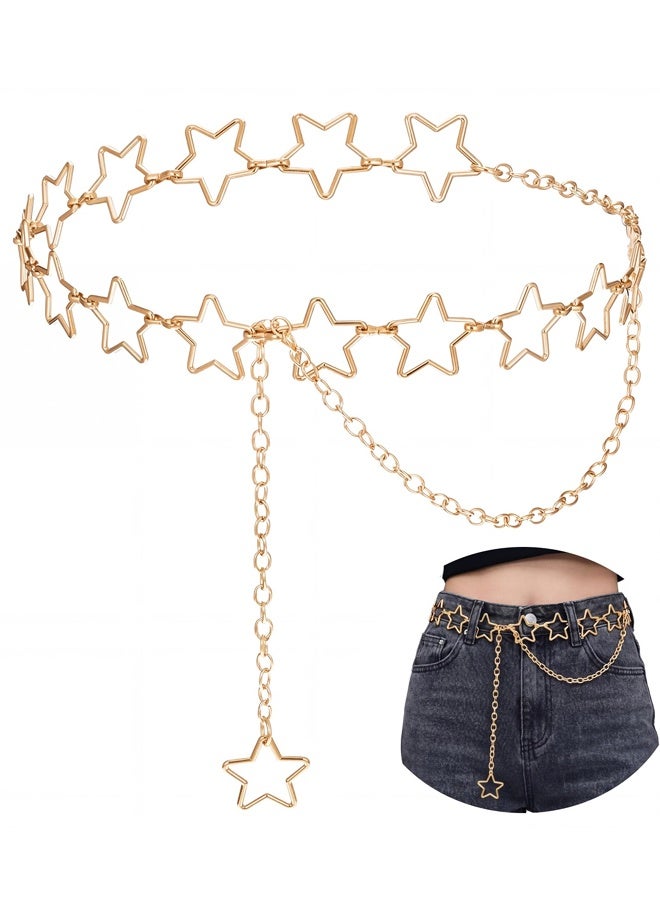 Adjustable Gold Star Waist Chain Belt Y2K Metal Decorative Chain Accessories For Women Dresses Jeans Skirts - Image 1