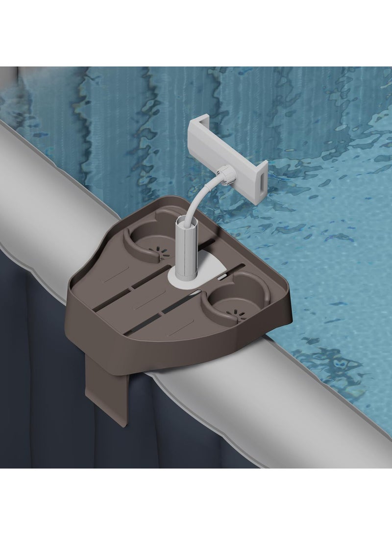 general Waterproof Pool Phone Holder with 2 Cup Holders - Multifunctional Snack Tray Stand Stable Base for Poolside Use - Image 1