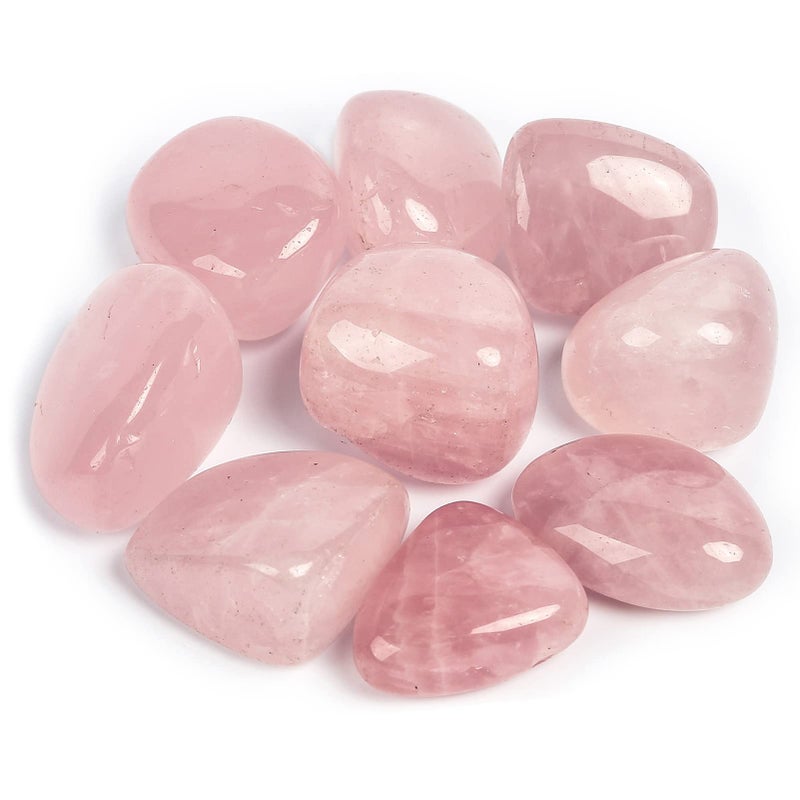 ZenQ 1/2 lb Tumbled Rose Quartz Stones for Wicca, Reiki, and Energy Crystal Healing, Natural Rose Quartz Crystal from Brazil
