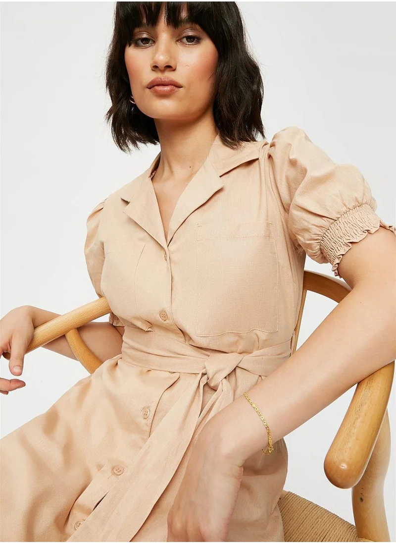 DOROTHY PERKINS Ruched Sleeve Belted Dress