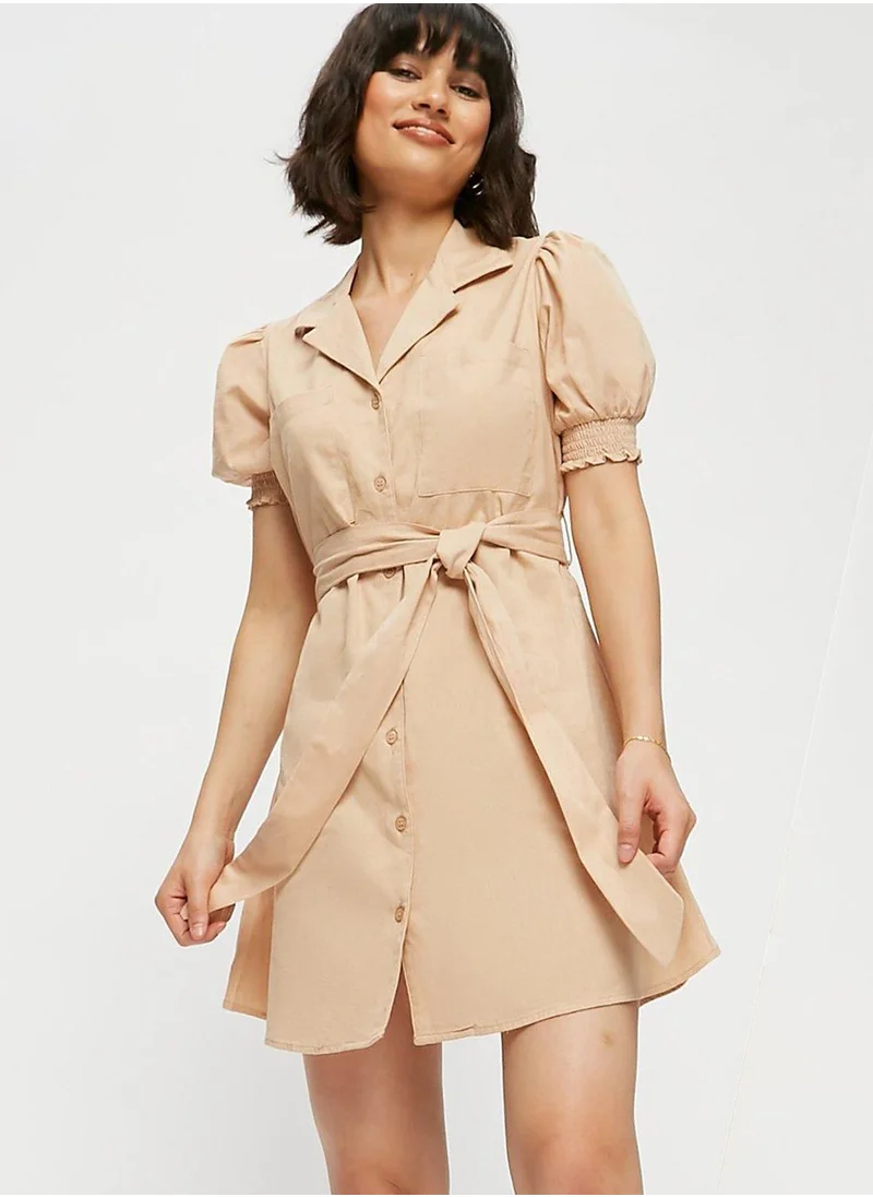 DOROTHY PERKINS Ruched Sleeve Belted Dress