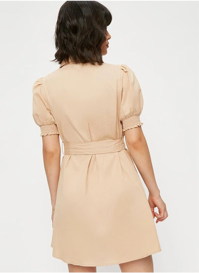 DOROTHY PERKINS Ruched Sleeve Belted Dress