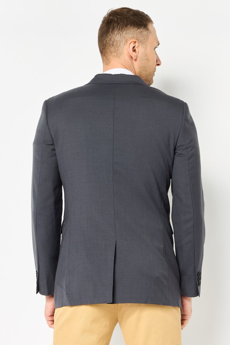 SELECTED Men Slim Fit Solid Semi Formal Blazer, Dark Grey - Image 3