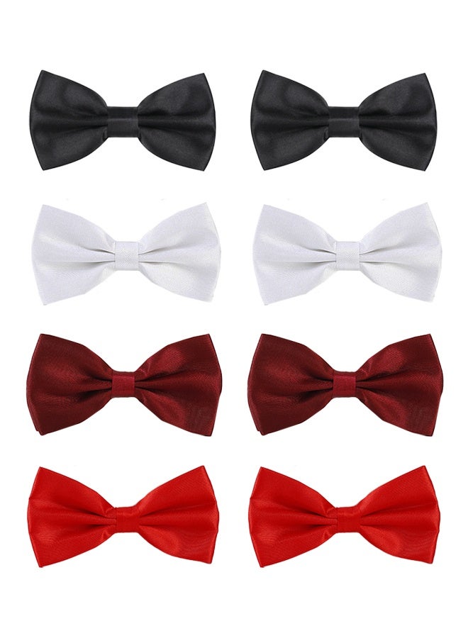 GIFT 8 Pcs Bow Tie for Men, Polyester Solid Pretied Bowties Adjustable Tuxedos Bowtie for Weddings & Groom’s Gift - Image 1