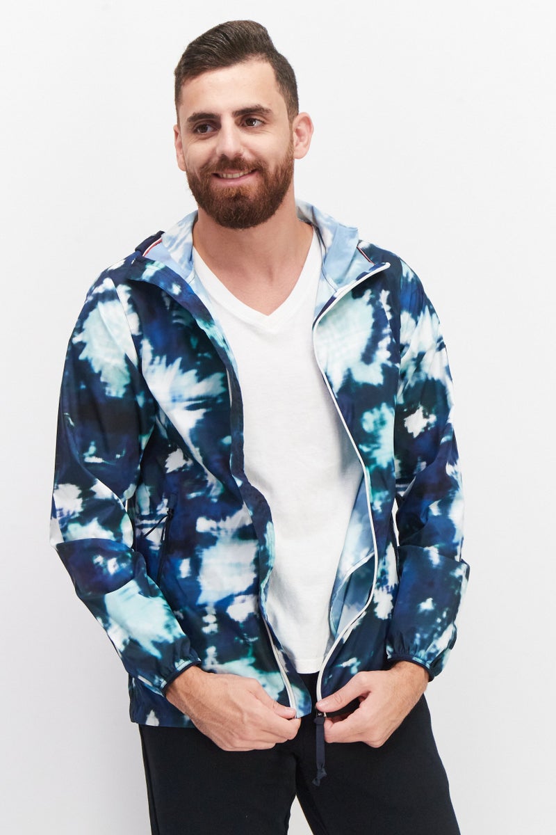 Aigle جاكيت رجالي بغطاء رأس وأكمام طويلة بتصميم تيدي، أزرق داكن - Image 1