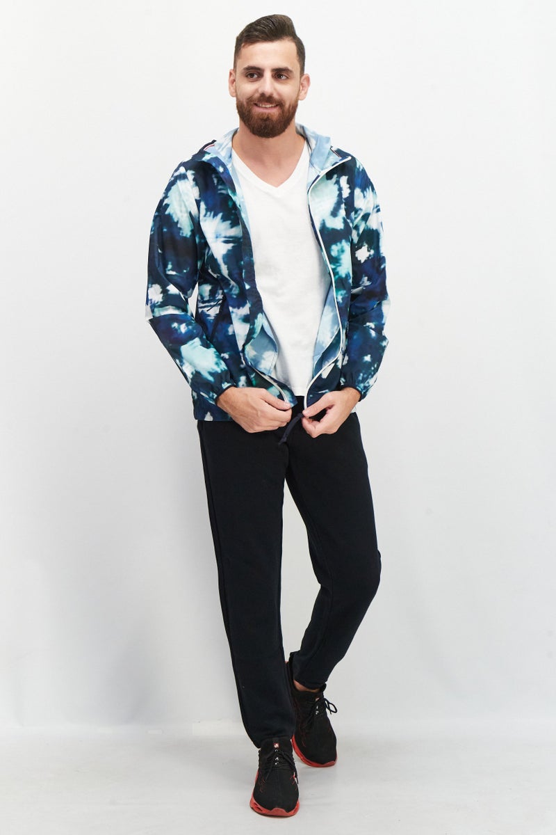 Aigle جاكيت رجالي بغطاء رأس وأكمام طويلة بتصميم تيدي، أزرق داكن - Image 3