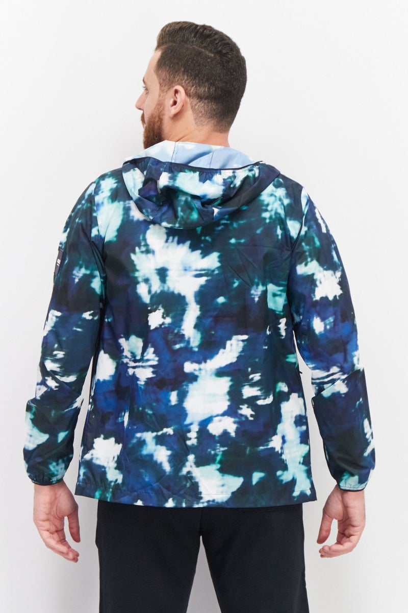 Aigle جاكيت رجالي بغطاء رأس وأكمام طويلة بتصميم تيدي، أزرق داكن - Image 2