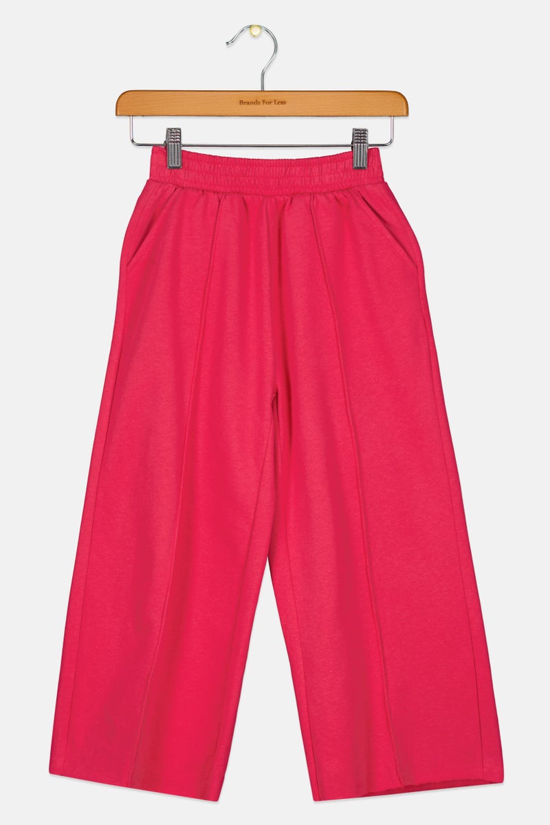 Reserved Kids Girl Solid Wide Leg Pants, Pink - Image 1