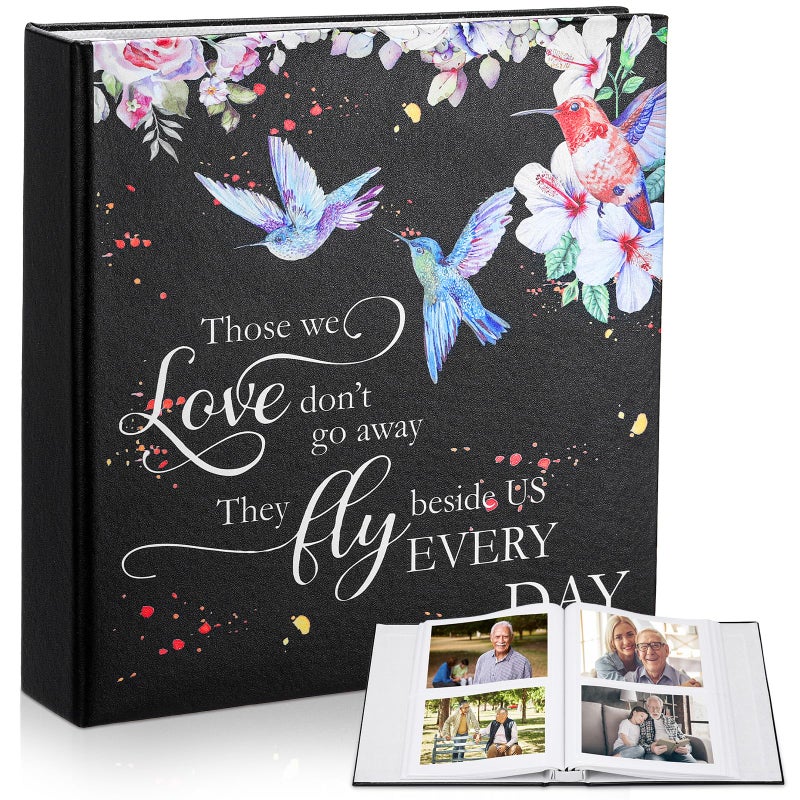ReliThick Cardinal Funeral Photo Album 4 x 6 Inch 200 Blank Pages Memorial Leather Memory Album Scrapbook for Memorial Service Celebration of Life Decor in Loving Party Supply(Hummingbird) - Image 1