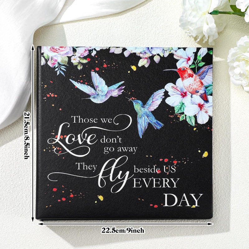 ReliThick Cardinal Funeral Photo Album 4 x 6 Inch 200 Blank Pages Memorial Leather Memory Album Scrapbook for Memorial Service Celebration of Life Decor in Loving Party Supply(Hummingbird) - Image 2