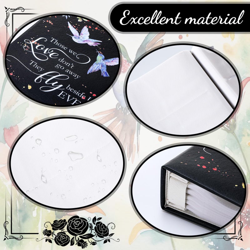 ReliThick Cardinal Funeral Photo Album 4 x 6 Inch 200 Blank Pages Memorial Leather Memory Album Scrapbook for Memorial Service Celebration of Life Decor in Loving Party Supply(Hummingbird) - Image 4