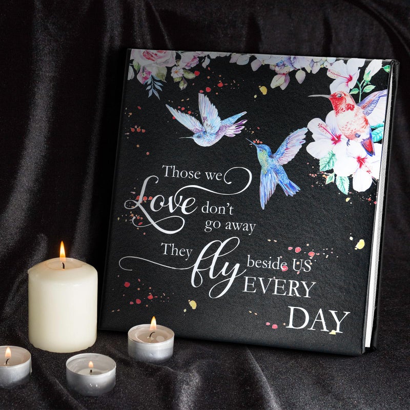 ReliThick Cardinal Funeral Photo Album 4 x 6 Inch 200 Blank Pages Memorial Leather Memory Album Scrapbook for Memorial Service Celebration of Life Decor in Loving Party Supply(Hummingbird) - Image 5