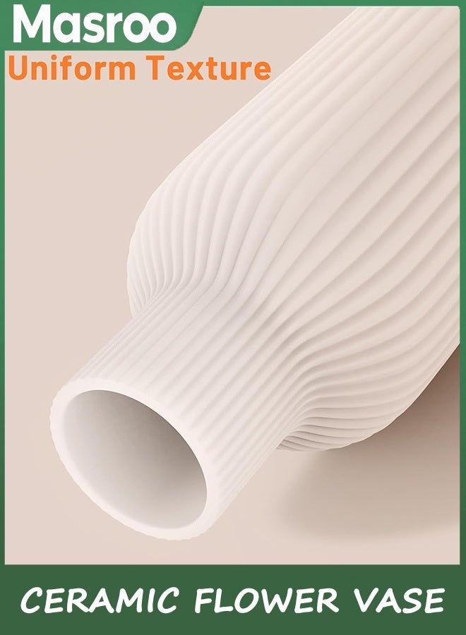 Masroo Vase, White Ceramic Flower Vase, Vase Minimalist Modern Home Decor, Vase Matte Finish Vase for Table, Fireplace, Shelf, Mantel, Entryway and Centerpieces - Image 2