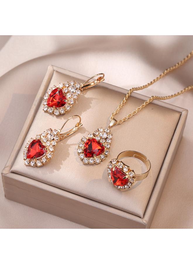 Necklace Female Net Red Emerald Zircon Niche Earrings Pendant High Sense Suit Titanium Steel Clavicle Chain 