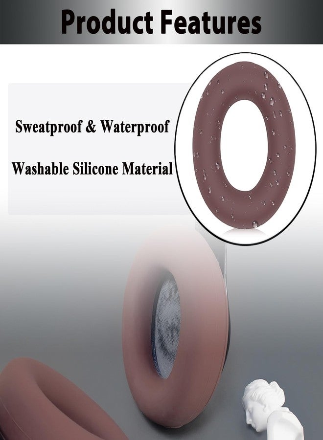 Adhiper Sweat Ear Covers for Beats Studio Pro Headphones, Silicone Case Accessories, Washable & Sweat Proof Ear Pads - Brown - Image 3