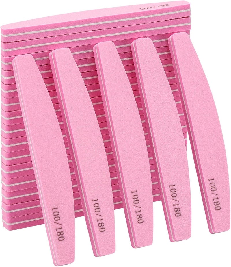 LoveBB 20 Pack Nail Buffers 100/180 Grit Washable Double Sided Nail Sanding Block File for Acrylic Natural Gel Nails, Pink