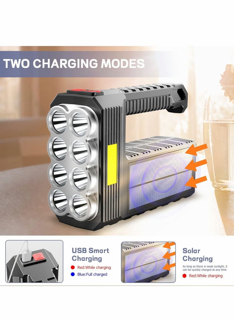 3000 Lumens Solar Rechargeable Handheld Flashlight LED Waterproof 1200 Mah Battery USB Fast Charging - Image 2