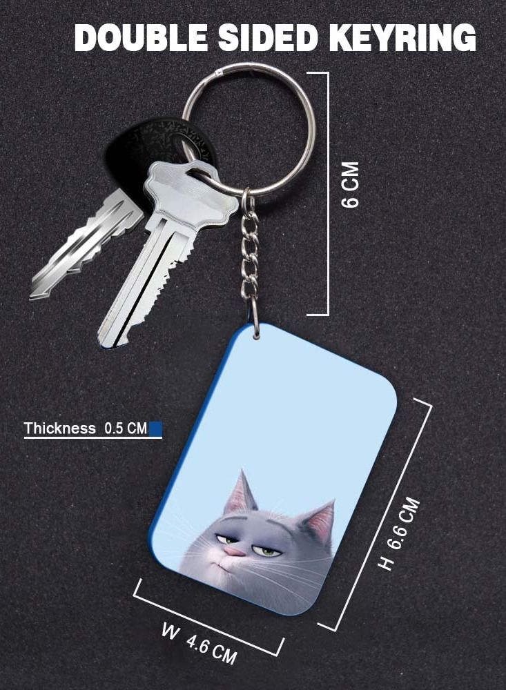 Service Zone Keychain Small Gift To Love One Rectangle Shape With Double Side Print Cartoon Character 