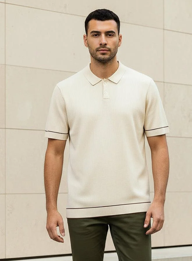 Splash FAV Men Short Sleeves Ribbed Polo T-shirt