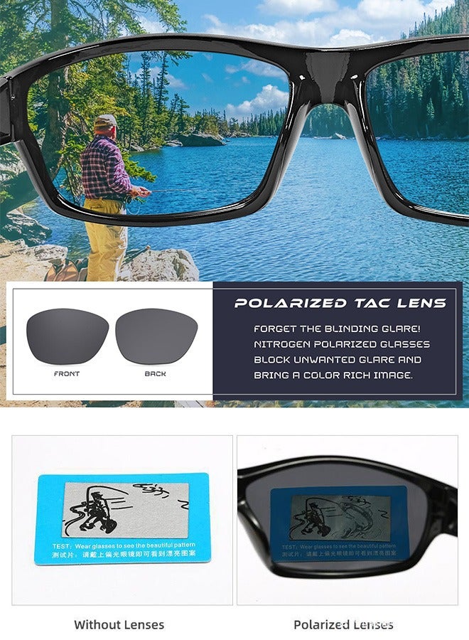 AZorb Sports Sunglasses Men Women Polarized Lens TPEE Frame Men's Sun Glassess UV400 Protection Sun Glas Soft Nose Pad Sunglass Lightweight Shades for Driving Fishing Cycling Travel Sunglass Eyewear Black  - Image 2