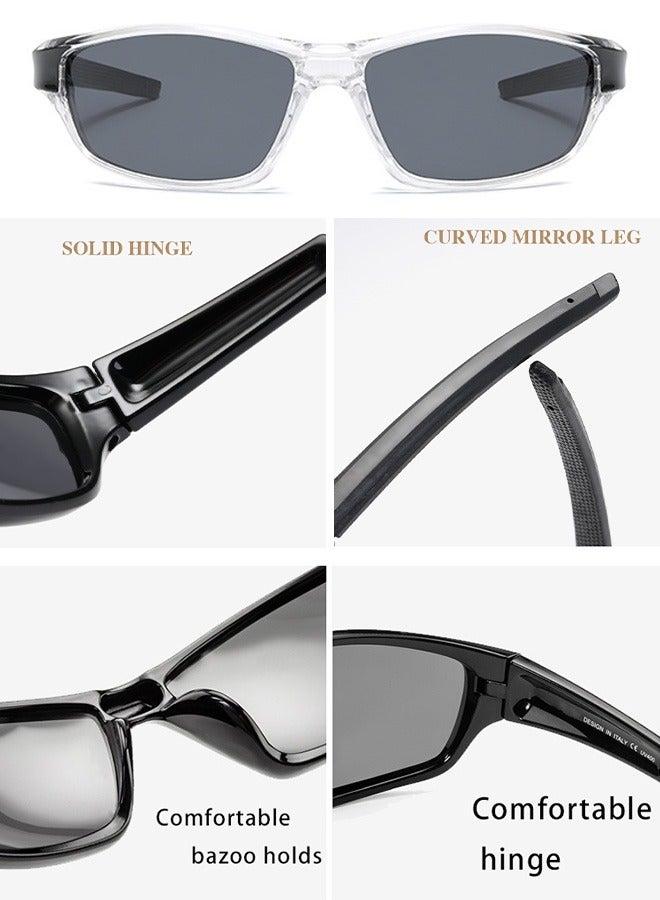 AZorb Sports Sunglasses Men Women Polarized Lens TPEE Frame Men's Sun Glassess UV400 Protection Sun Glas Soft Nose Pad Sunglass Lightweight Shades for Driving Fishing Cycling Travel Sunglass Eyewear Black  - Image 3