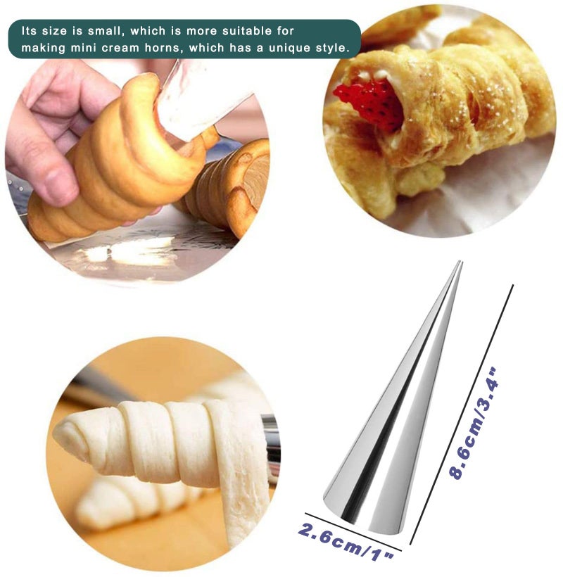 RoseFlower 30pcs Non-Stick Cream Horn Cones Tubes Stainless Steel Conical Croissant Pastry Baking Moulds Set, Cannoli Form Roll Mold Corner Shaper for Christmas Anniversary and Daily Use #1 - Image 2