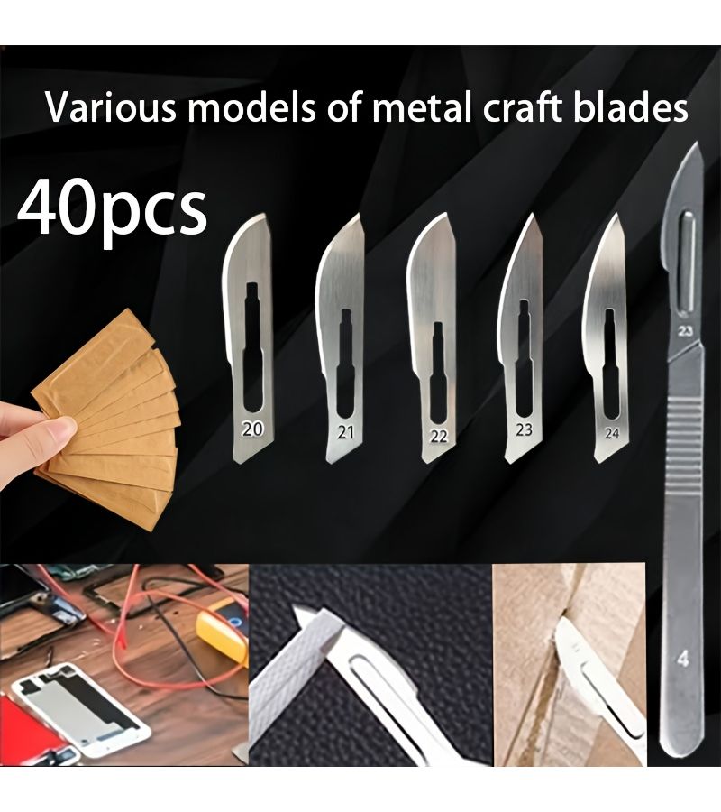 40pcs Carbon Steel Craft Knife Blades Size 23 Sharp And Durable - Image 3
