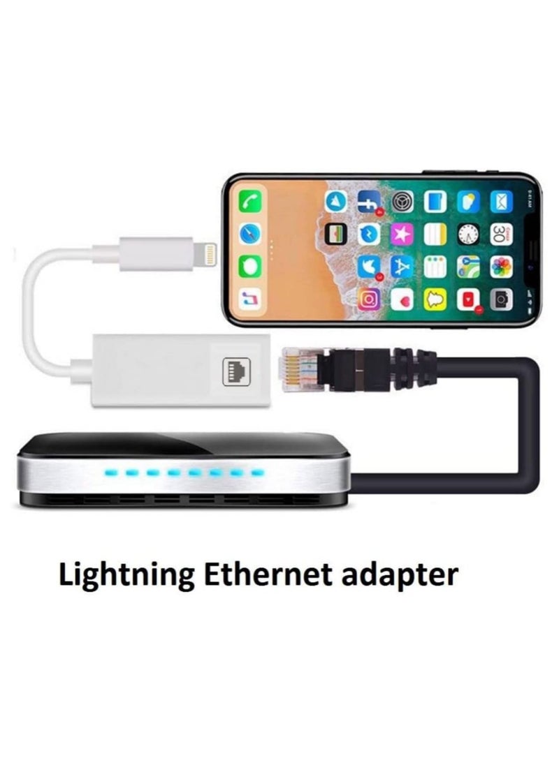 KASTWAVE - Lightning to Ethernet Adapter, RJ45 Ethernet LAN Network Adapter Cable with 8 Pin Connector Compatible with iPhone 13/12/11/XS/XR/X/8/7/iPad/iPod, Plug and Play, Supports 100Mbps [MFi Certified] - Image 1