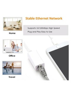 KASTWAVE Lightning to Ethernet Adapter, RJ45 Ethernet LAN Network Adapter Cable with 8 Pin Connector Compatible with iPhone 13/12/11/XS/XR/X/8/7/iPad/iPod, Plug and Play, Supports 100Mbps [MFi Certified]  - Image 2