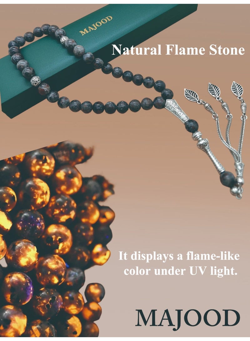 MAJOOD 33 Luminous Flame Stone Prayer Beads/Tasbih/10mm - Image 1