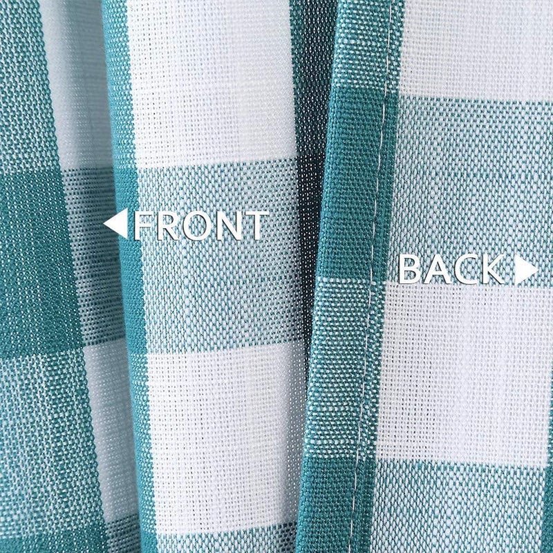 Bapawfish Teal Dark Blue Buffalo Check Valance Curtains For Kitchen  Plaid Gingham Farmhouse Thick Yarn Dyed Fabric Rod Pocket Valance Curtains For Windows Kitchen Cafe Curtains  Teal/White  55"" X 15"" - Image 5