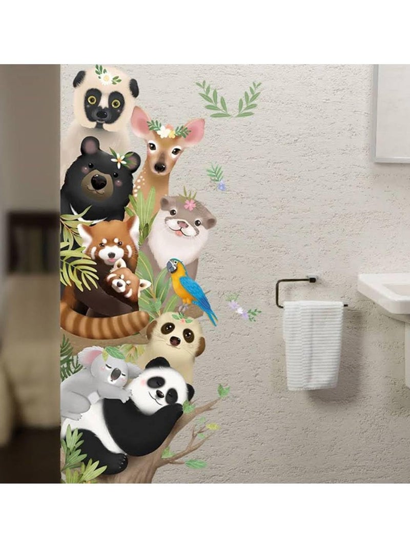HEUREKA Vinyl Super Cute Animals Tree Panda Koala Otter Deer Bear Monkey Peel and Stick Wall Sticker (90 CM X 60 CM) - Image 1