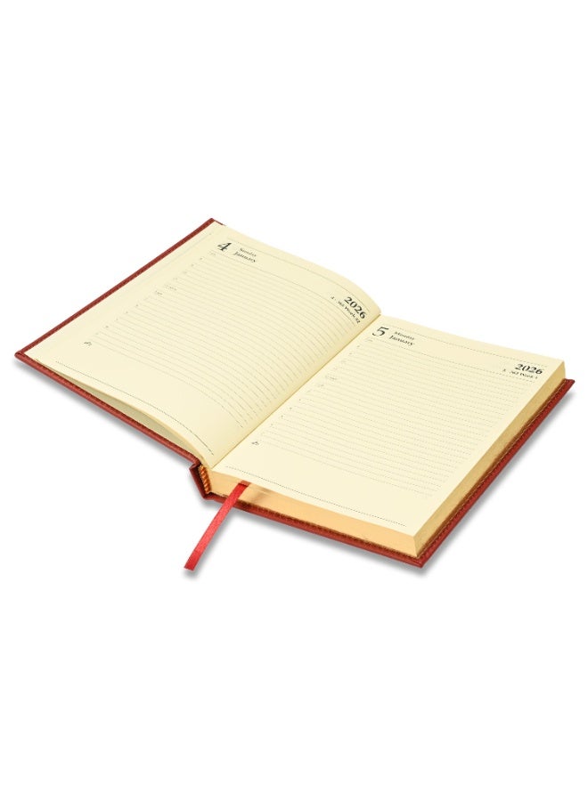 FIS 2026 Diary, Golden A5 Size Diary(148x210mm), Italian PU Materials, 1 Side Padded & Sewn Cover, Gilded Edges, English, 70gsm Italian Ivory Paper, Maroon Color-FSDI26EG26MR - Image 4