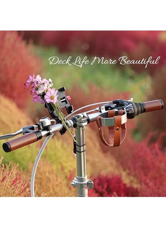 Generic Vintage Leather Bicycle Drink Holder Cruiser Bicycle Coffee Cup Holder Water Bottle Holder with Metal Clip Suitable for Beach Cruiser Motorcycle Bicycle Boat Trolley Wheelchair Scooter Golf Carts  - Image 4