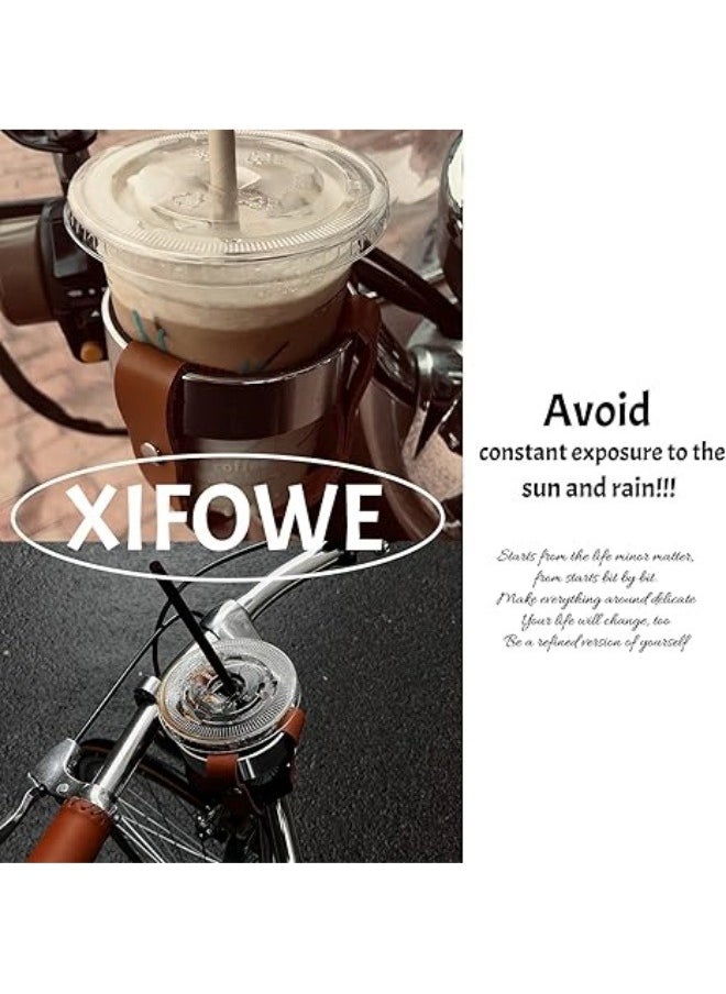 Generic - Vintage Leather Bicycle Drink Holder Cruiser Bicycle Coffee Cup Holder Water Bottle Holder with Metal Clip Suitable for Beach Cruiser Motorcycle Bicycle Boat Trolley Wheelchair Scooter Golf Carts - Image 1