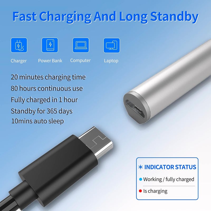 SSSÂ·GRGB Stylus Pen for HP Envy X360 Pavilion X360 Specter X360 Spectre X2 Envy X2 Rechargeable MPP 2.0 Tilt Active Pen with 4096 Pressure Sensitivity, Palm Rejection, Magnetic Attachment Function, Black - Image 5