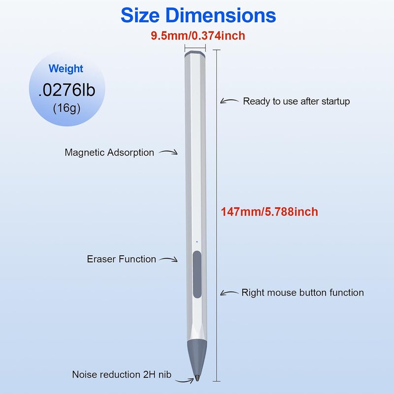 SSSÂ·GRGB Stylus Pen for HP Envy X360 Pavilion X360 Specter X360 Spectre X2 Envy X2 Rechargeable MPP 2.0 Tilt Active Pen with 4096 Pressure Sensitivity, Palm Rejection, Magnetic Attachment Function, Black - Image 1