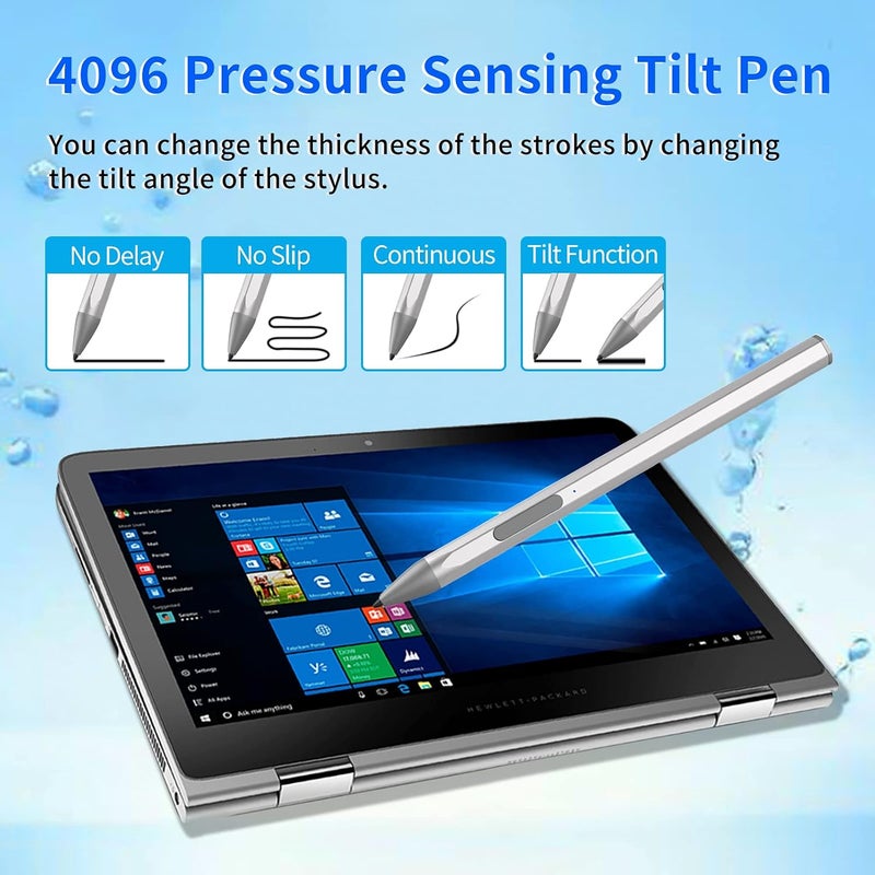 SSSÂ·GRGB Stylus Pen for HP Envy X360 Pavilion X360 Specter X360 Spectre X2 Envy X2 Rechargeable MPP 2.0 Tilt Active Pen with 4096 Pressure Sensitivity, Palm Rejection, Magnetic Attachment Function, Black - Image 3