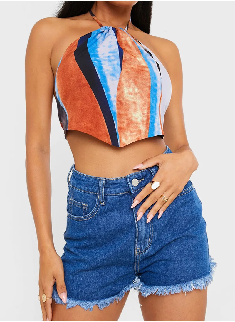 In the style Rigid Denim Frayed Hem Shorts