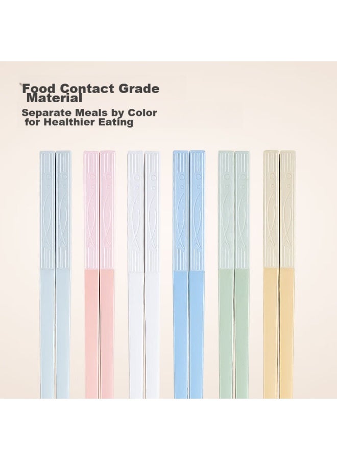 JD.com Jd Jingzao Chopsticks, Household Color-coded Alloy Chopsticks, Antibacterial And Heat-resistant, One Pair Per Person, Morandi Color Series, 6 Pairs Set - Image 3