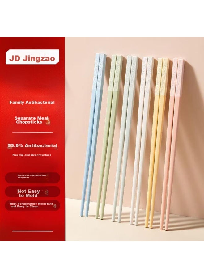 JD.com Jd Jingzao Chopsticks, Household Color-coded Alloy Chopsticks, Antibacterial And Heat-resistant, One Pair Per Person, Morandi Color Series, 6 Pairs Set - Image 1
