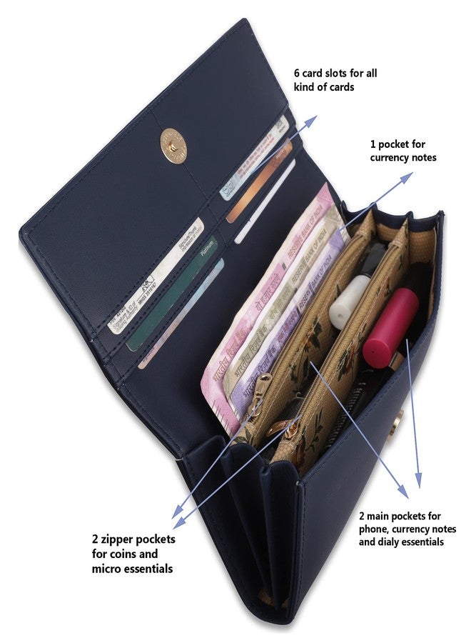 ALSU Women's Hand Wallet Purse Clutch | Phone Pocket | Coin Compartment | Credit Card Slots| Zipper Pocket| Office use| Casual use| Faux Leather (Blue) - Image 5